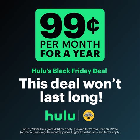 hulu black.friday deal|hulu promotions .99 per month.